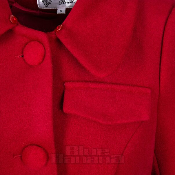 Blutendes Herz Roter Pelzkragenmantel | Vintage Mode