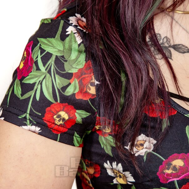 Jawbreaker Flower Skull Top (Schwarz) | Blue Banana