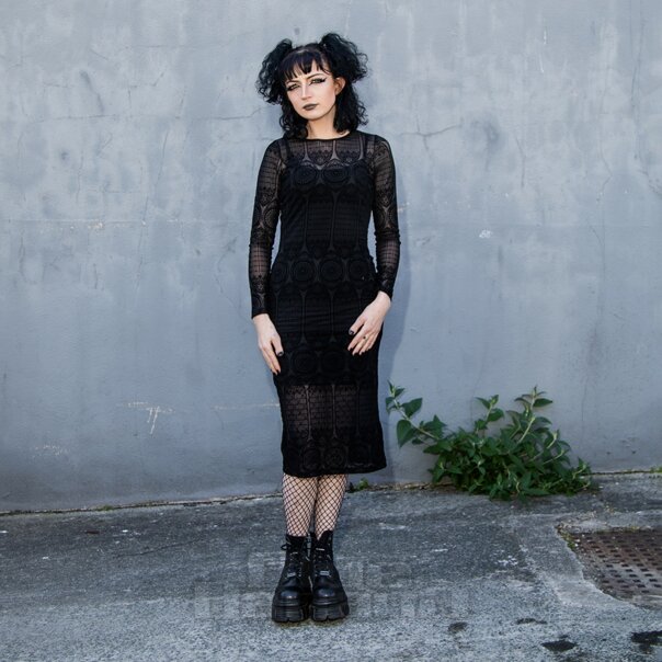 Hell Bunny Mea Culpa Midi Dress (Black) | Alternative Midi Dresses