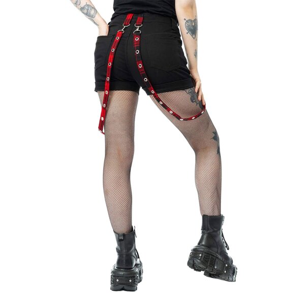 Heartless Honora Shorts (Schwarz/Rot) | Alternative Kleidung