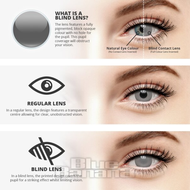 Blind 1 Day Tageskontaktlinsen in Grau, Coloured Contacts UK