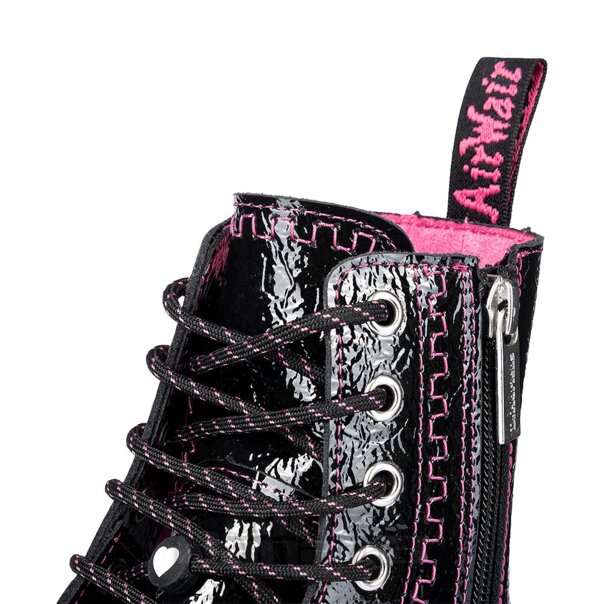 Dr. Martens Jadon Lack-Plateau-Stiefel (Schwarz/Pink) | Alternative Dr. Martens Stiefel