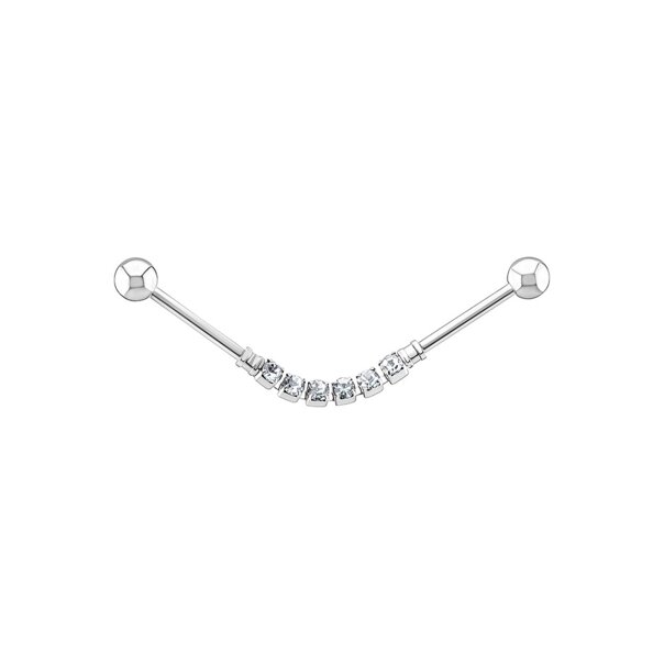 Blue Banana Chirurgischer Stahl 1,2 X 38 Mm Zirkonoxid-Glied Industrie (Kristall) | Body Piercing Jewellery