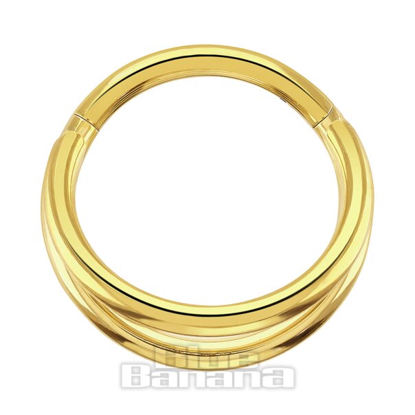Triple Row Plasma Gold 1.2mm Hinged Segment Ring | Piercing Jewellery