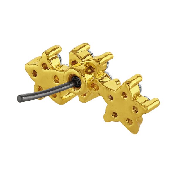 Blue Banana Polished Titanium 1.2 X 8mm 3 Star Row Threadless Labret (Gold) | Blue Banana