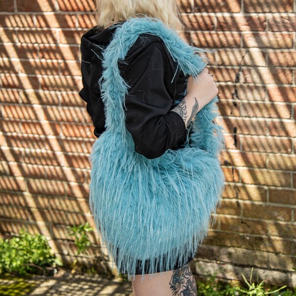 Blue Banana Long Fur Bag (Turquoise) | Alternative Accessories