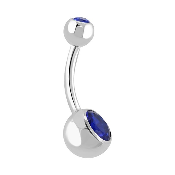 Piercing para ombligo Blue Banana de titanio pulido con doble joya (Capri) | Joyería para ombligo