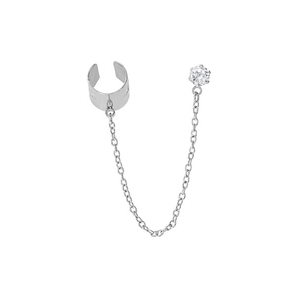 Blue Banana Surgical Steel Crystal Round Cuff Ear Chain (Silver)| Body Piercing Jewellery