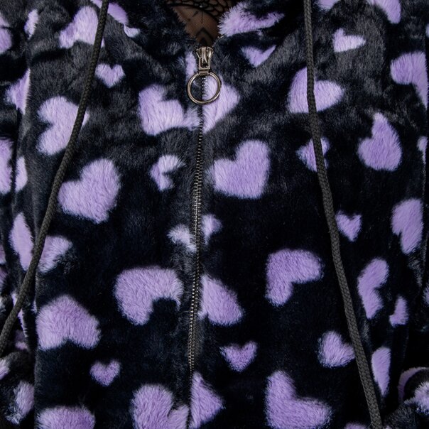 Banned Nanami Kawaii Hearts Hoodie (Black/Purple) | Blue Banana