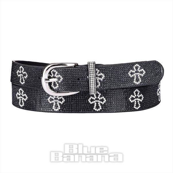 Blue Banana Crystal Crosses Belt (Black) | Blue Banana