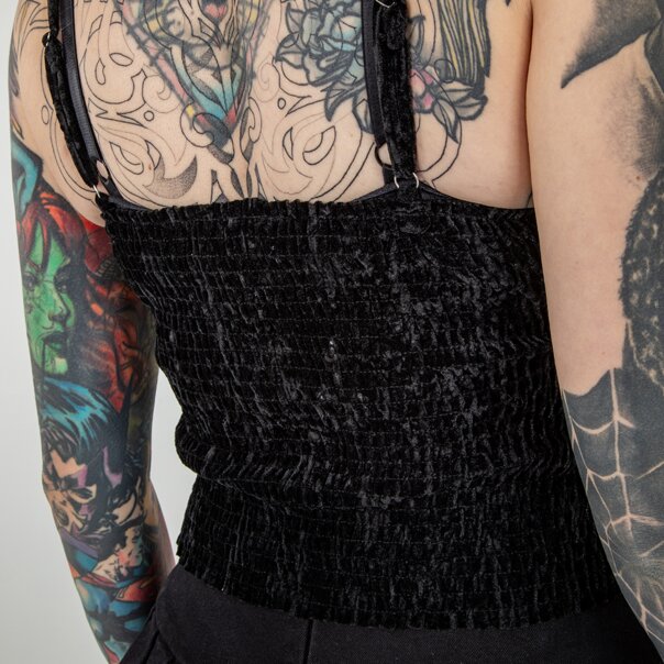 Banned Sanctum Velvet Vest Top (Black) | Banned Alternative Clothing