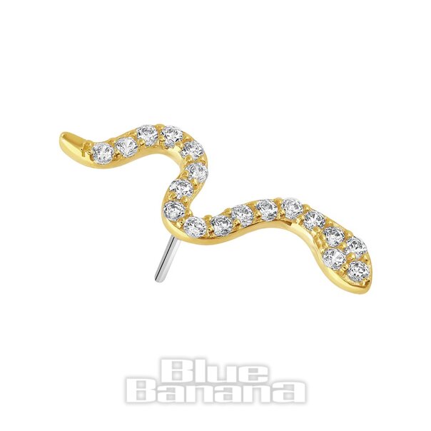 Blue Banana 14 Karat Gold Schlange Fadenloses Oberteil (Klar)| Body Piercing Jewellery