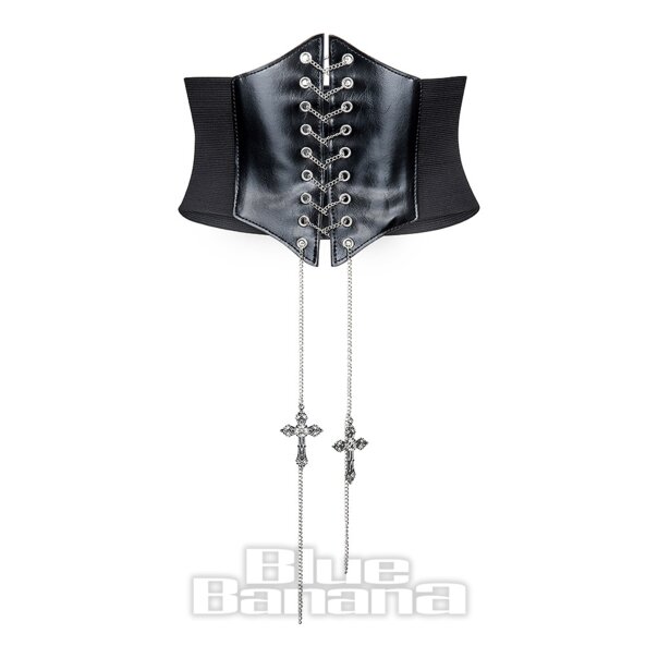 Blue Banana Wide Waist Crosses Belt (Black) | Blue Banana