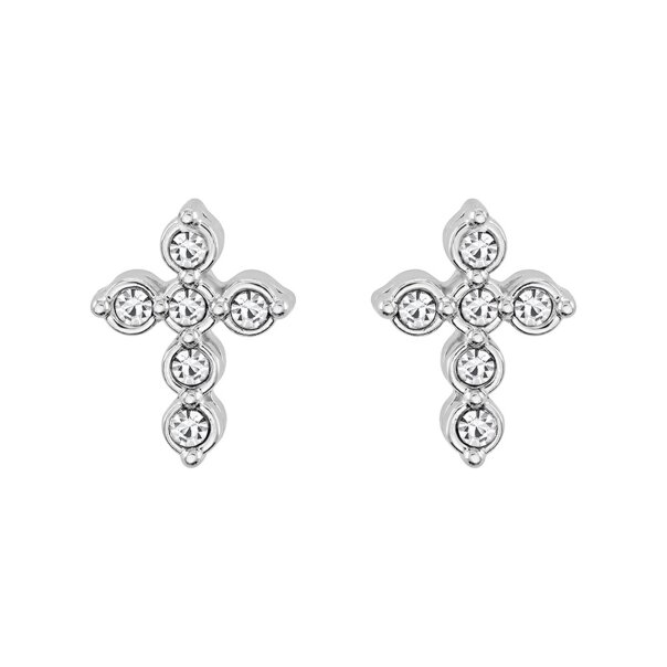 Blue Banana Surgical Steel Cross Ear Studs (Silver)| Body Piercing jewelry