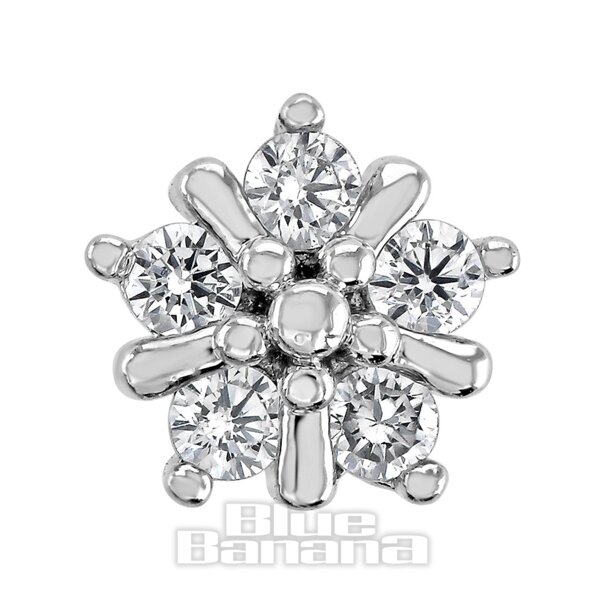 Blue Banana Poliertes Titan, 1,2 X 8 Mm, 3-Sternig, Rund Fadenloses Labret (Silber) | Blue Banana