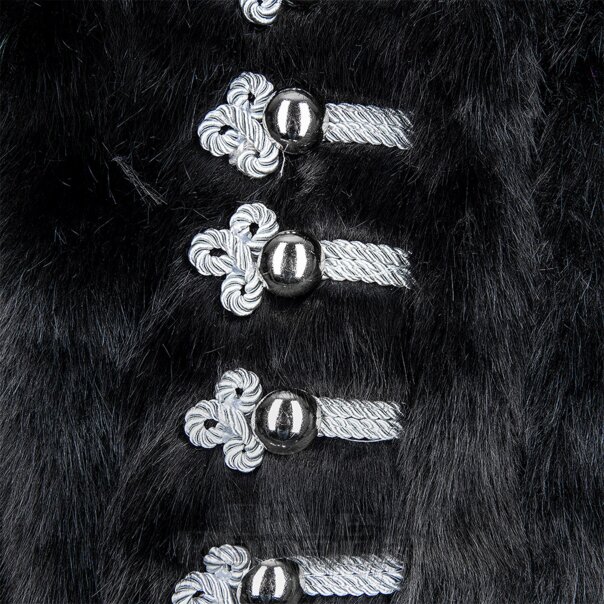 Blue Banana Militärjacke aus Kunstpelz (Schwarz/Silber) | Blue Banana