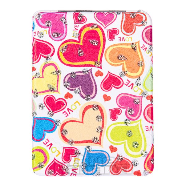 Folding Compact Makeup Mirror (Love Hearts) | Coloured Contact Lenses