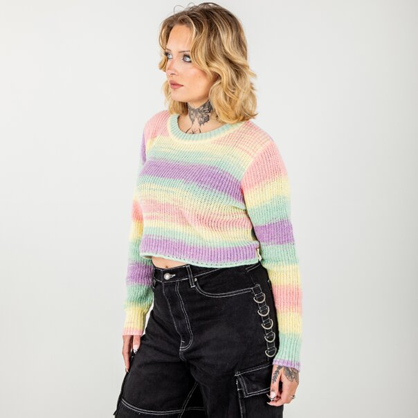 Banned Nola Pastel Rainbow Jumper (Multicolour) | Alternative Fashion Blue Banana