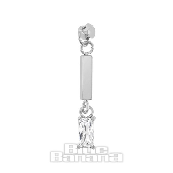 Labret sin rosca con gema de barra recta de 1,2 x 8 mm de titanio pulido Blue Banana (plata) | Joyería para perforaciones corporales