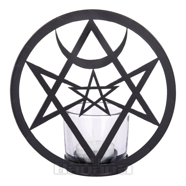 Alchemy Gothic Unicursal Hex Tealight Candle Holder (Black) | Blue Banana