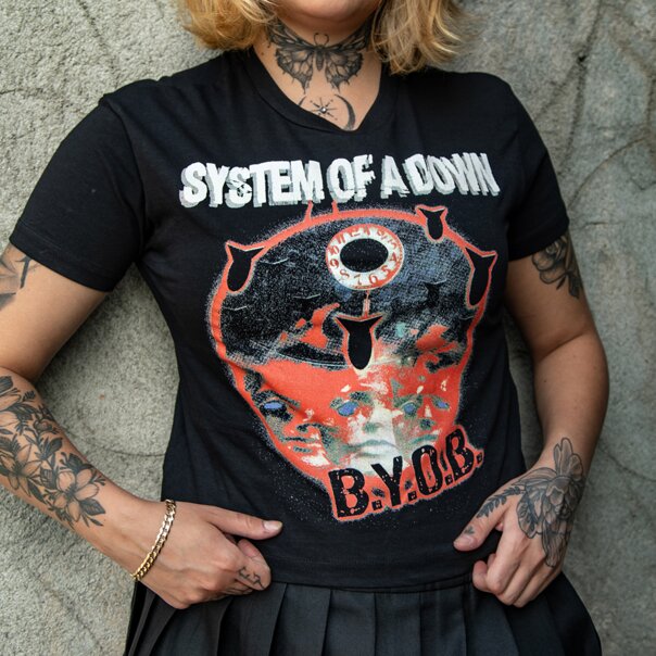 System Of A Down Byob Crop T-Shirt (Black) | Cropped Band Tees