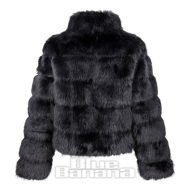Blue Banana – Kunstpelzjacke mit Reißverschluss (Schwarz) | Blue Banana