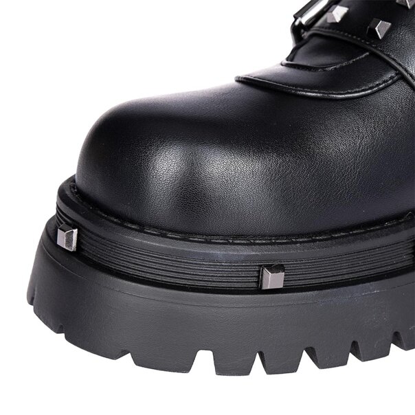 Bleeding Heart Buckle Boots (Black) | Alternative Footwear