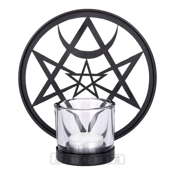 Alchemy Gothic Unicursal Hex Tealight Candle Holder (Black) | Blue Banana