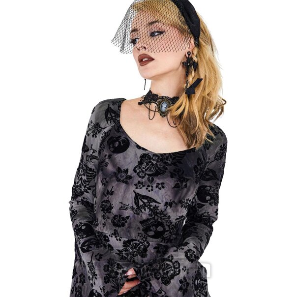 Jawbreaker Totenkopf-Maxikleid (Schwarz) | Blue Banana