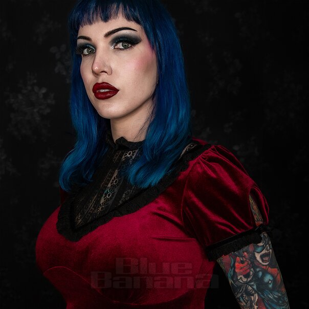 Hell Bunny Mourning Dress (Burgundy) | Blue Banana