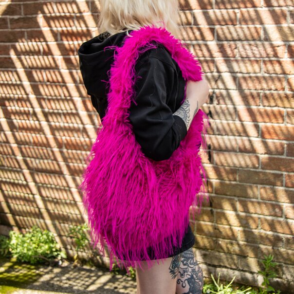 Blue Banana Long Fur Bag (Hot Pink) | Alternative Accessories