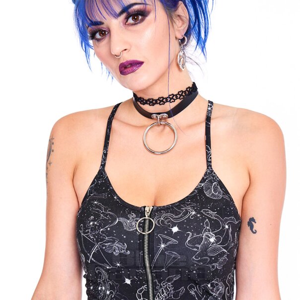 Jawbreaker Sternzeichen-Konstellation Mini Kleid (Schwarz) | Blue Banana