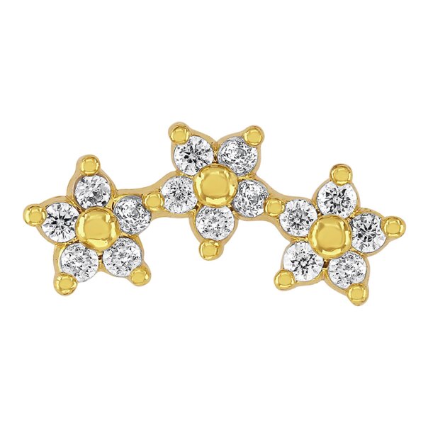 Blue Banana Polished Titanium 1.2 X 8mm 3 Star Row Threadless Labret (Gold) | Blue Banana