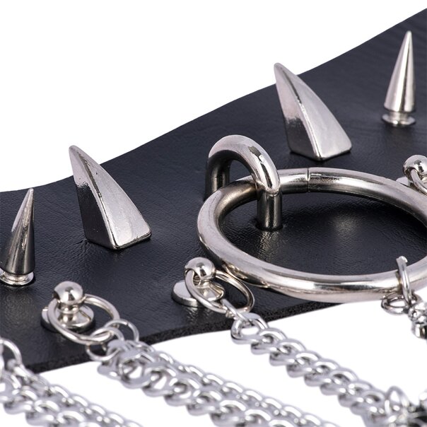Halsband mit blauen Bananenspitzen und Kreuzen (Schwarz) | Alternative Accessoires
