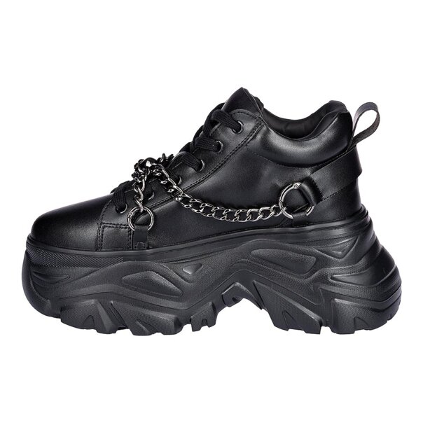 Bleeding Heart Skull Chain Trainers (Black) | Alternative Footwear