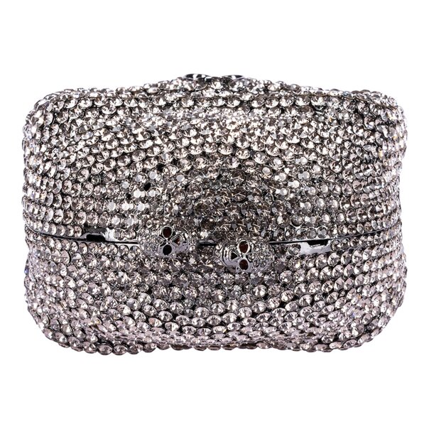 Blue Banana Crystal Skull Bag (Silver) | Alternative Handbags