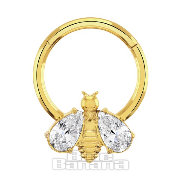 Blue Banana Plasma Gold 1,2mm Biene Septum Clicker Zirkonia | Piercing Ring