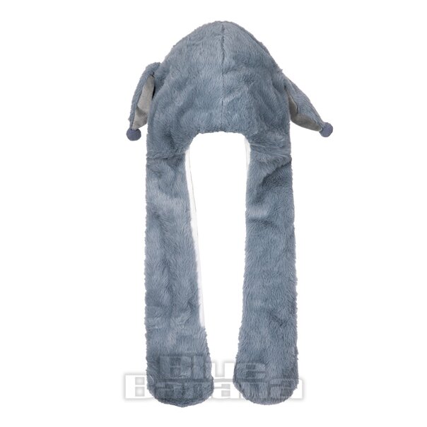 Blauer Hut mit Bananengesicht und Totenkopfohren mit Lichtern (Grau) | Blaue Banane