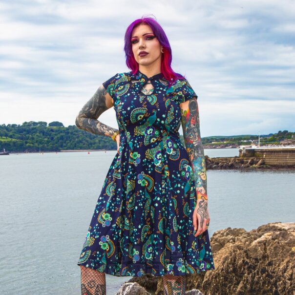 Banned Women's Proud Peacock Blue Dress, Alternative Fashion
