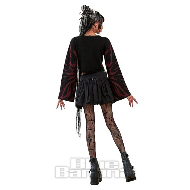 Banned Toxic Love Cropped Jumper (Black/Burgundy) | Alternative Clothing, Alternative Jumpers