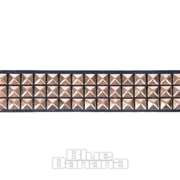 Blue Banana 3 Row Studded Belt (Black/Rose Gold)