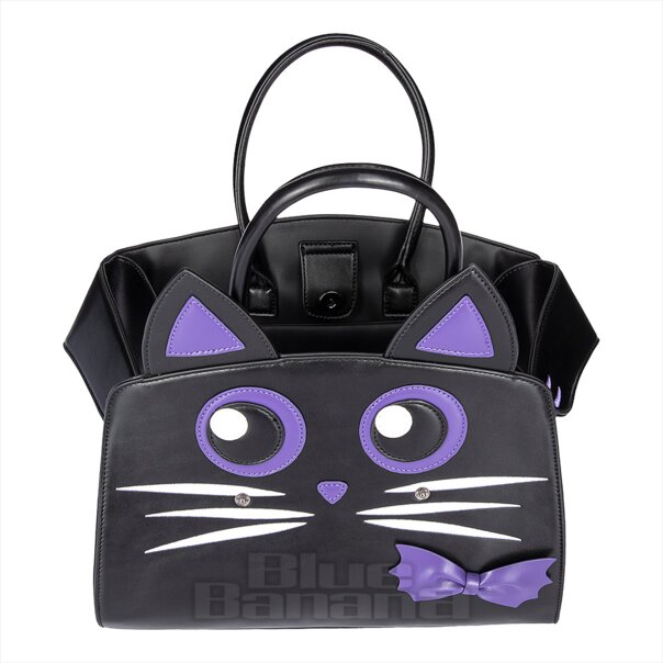 Banned Mystic Cat Alternative Handbag (Black/Purple) | Alternative Accessories
