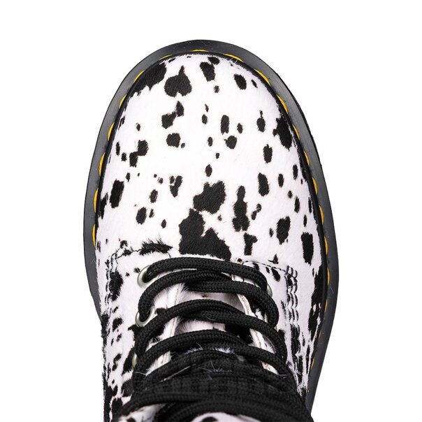 Dr Martens 1460 Bex Dalmatian Hair-On Leather Boots (Black/Cream) | Dr Martens Boots