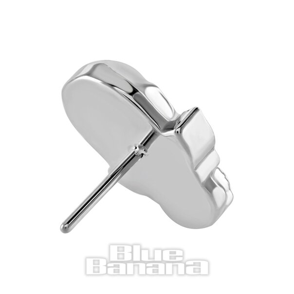 Blue Banana Poliertes Titan-Totenkopf-Bienen-Oberteil ohne Gewinde (Silber)| Körperpiercing-Schmuck