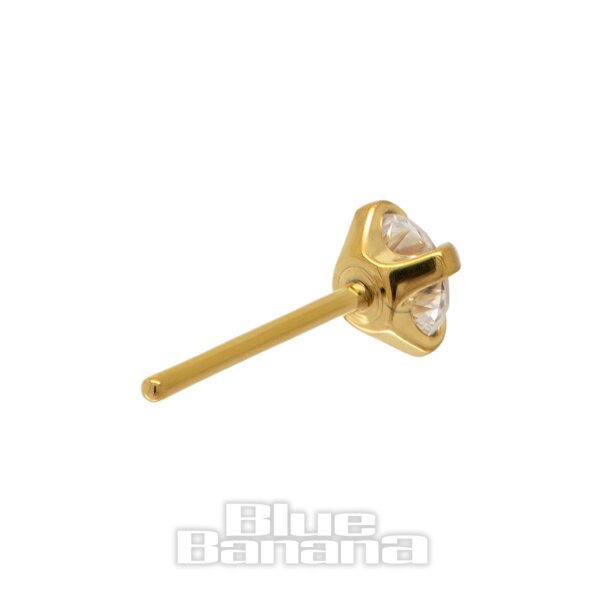 Piercing Blue Banana Plasma Gold Lab Diamond de 2,5 mm sin rosca (dorado) | Blue Banana Piercing