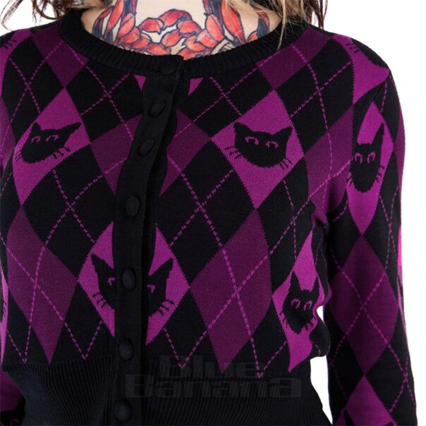 Jawbreaker Katzen-Cardigan (Lila/Schwarz) | Blue Banana