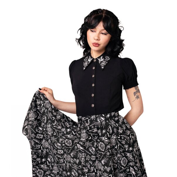 Hell Bunny Mischief Blouse (Black) | Blue Banana