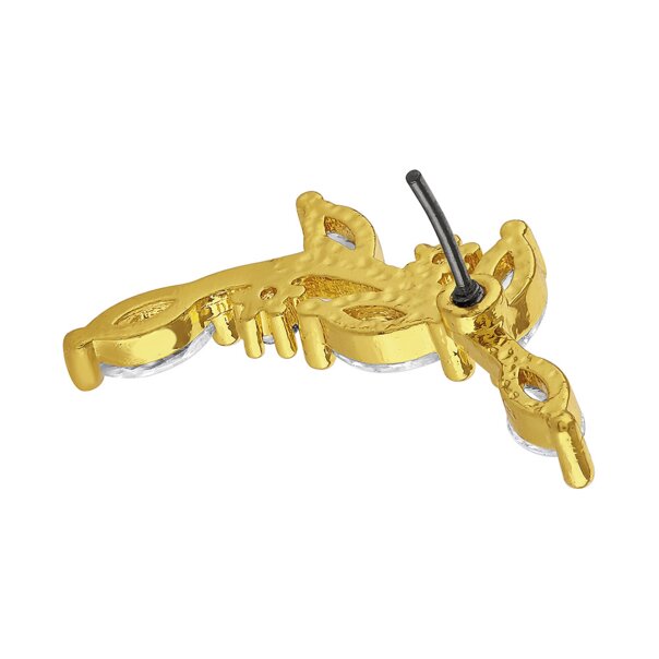 Blue Banana Polished Titanium 1.2 X 8mm 5 Leaf Branch Threadless Labret (Gold) | Blue Banana