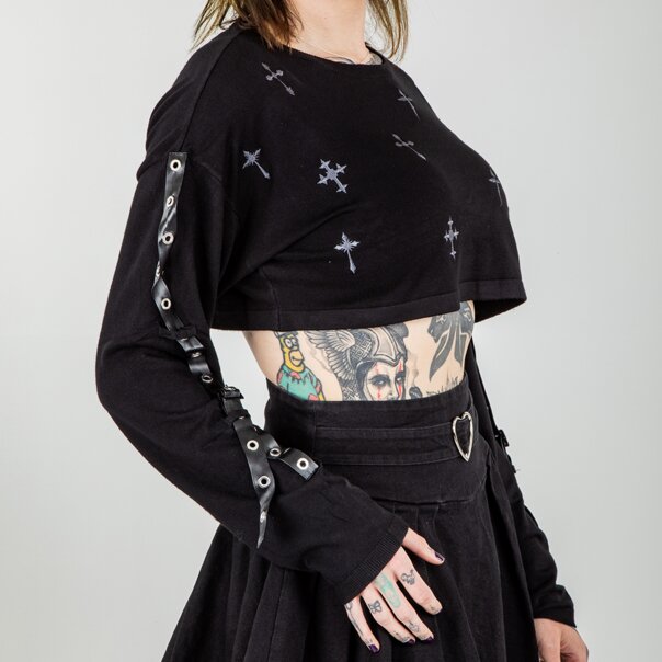 Banned Crossbound Crop Jumper (Black) | Banned Alternative Clothing