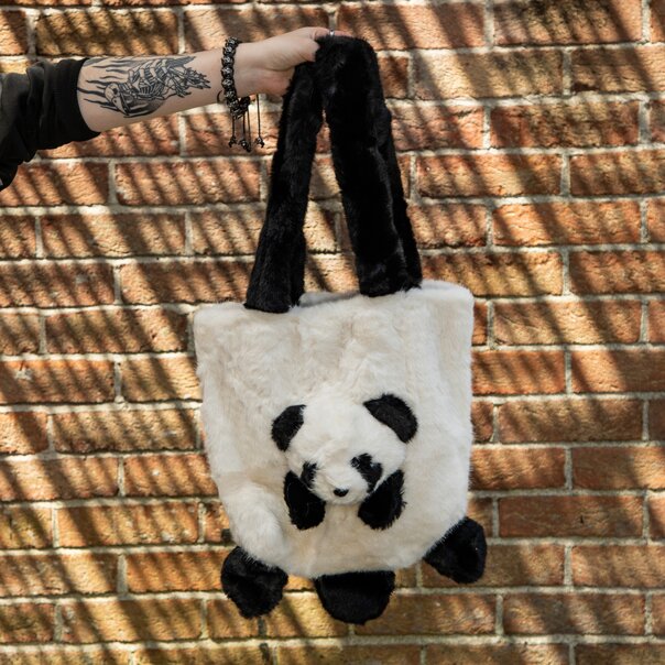 Blue Banana Fluffy Panda Bag (Black/White) | Alternative Accessories